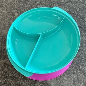 Tupperware Teal and Pink Divided Plastic Plate